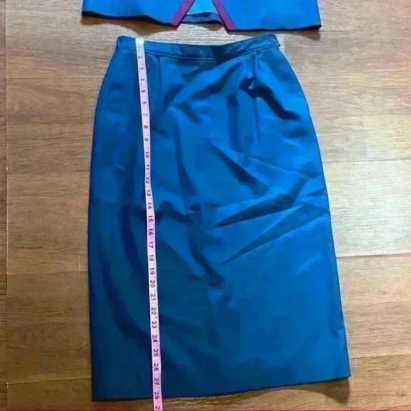 VTG 60s Pendleton Virgin Wool 2-PC Blazer Skirt Set Womens Power Suit Teal - Picture 8 of 9
